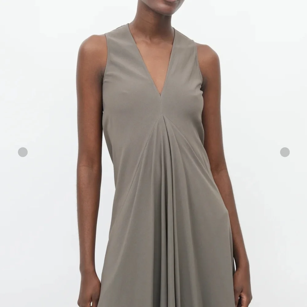 Rick Owens Chic Taupe Sleeveless Draped Dress Flowy Size M/6 - Picture 3 of 11